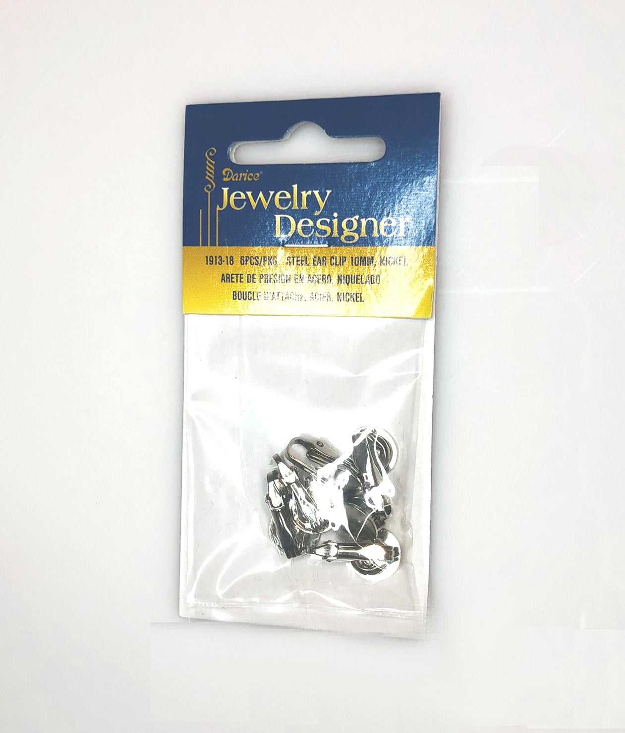 Darice Jewelry Designer Steel Nickel Ear Clips, 10 mm - 6 Clips