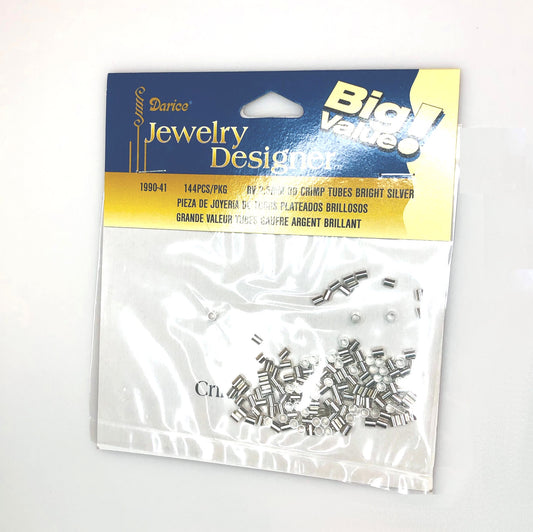 Darice Jewelry Designer Bright Silver Crimp Tubes, 2.5 mm - 144 Tubes