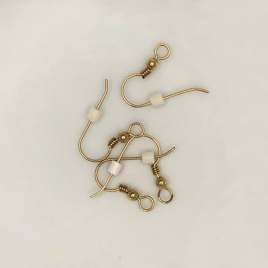 22-Gauge 19 mm Gold French Fish Hook Ear Wires - 2 Pair with Stoppers
