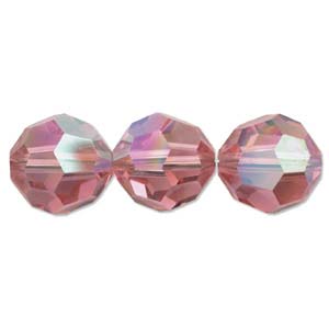 Perles rondes à facettes en cristal Swarovski 5000 3 mm Rose AB - 24 perles