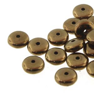 Czech Jablonex®  6 mm Metallic Light Bronze Smooth Glass Disc Spacer Beads   25 Beads