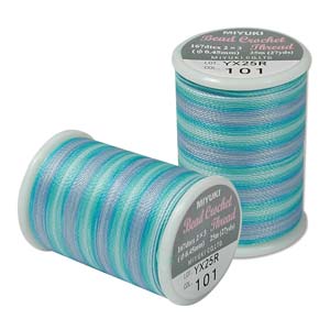 Miyuki Bead Crochet Polyester Thread - Caribbean Blue #101, 167dtex (0.45 mm) - 27 yards - 1 Spool