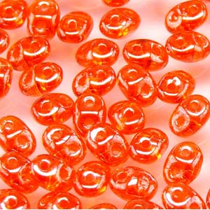 Matubo Superduo 2.5 x 5 mm 90030-14400  Hyacinth / Orange Luster Beads - 5 or 10 gm