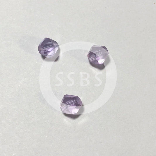 Transparent Light Amethyst Glass Faceted Bicone Beads, 6 mm,  3 Beads