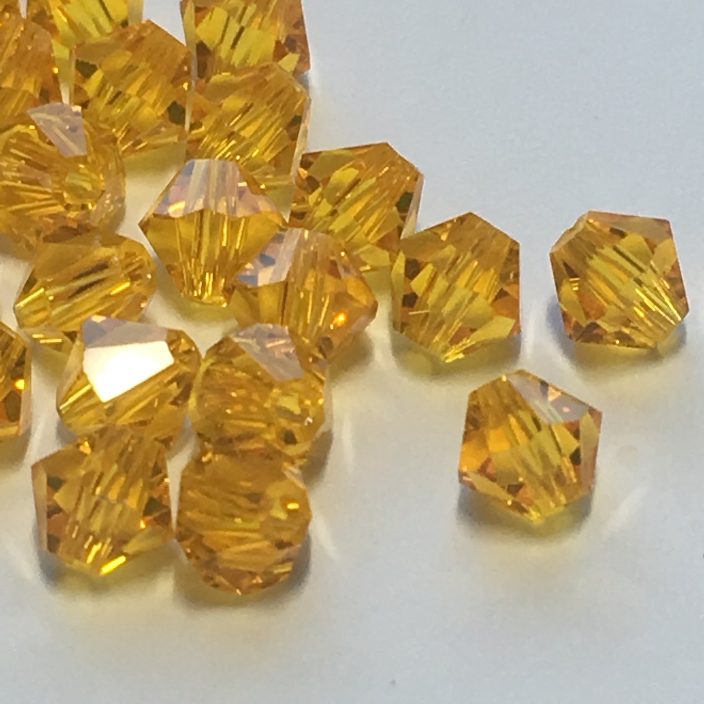 Transparent Topaz Faceted Bicone Crystal Beads, 3.5 mm - 33 Beads