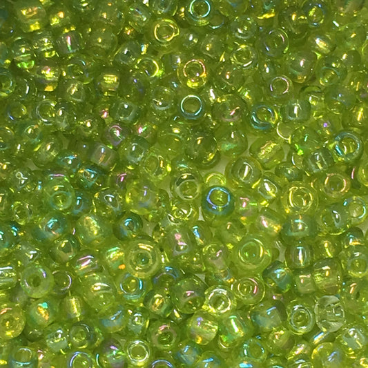 11/0 Transparent Lime Green AB Seed Beads, 1.8 or 5 gm