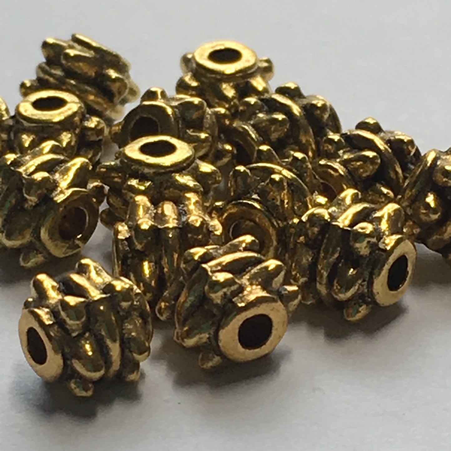 Antique Gold Bali Style Barrel Beads, 5 x 5 mm - 15 Beads