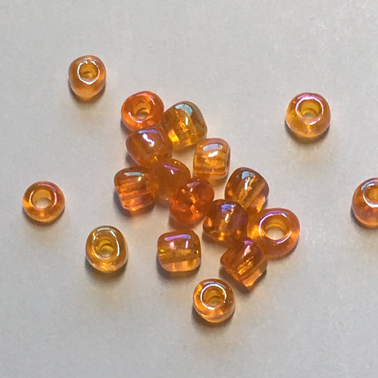 6/0  Transparent Rainbow Hyacinth Orange Seed Beads - 2.8 or 5 gm