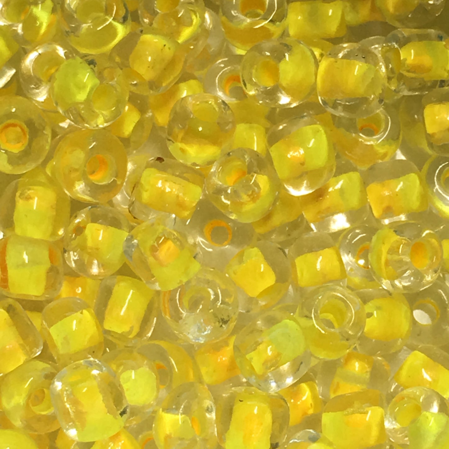 TOHO TR-6-349  6/0 Color Lined Yellow Clear Seed Beads, 5 or 10 gm