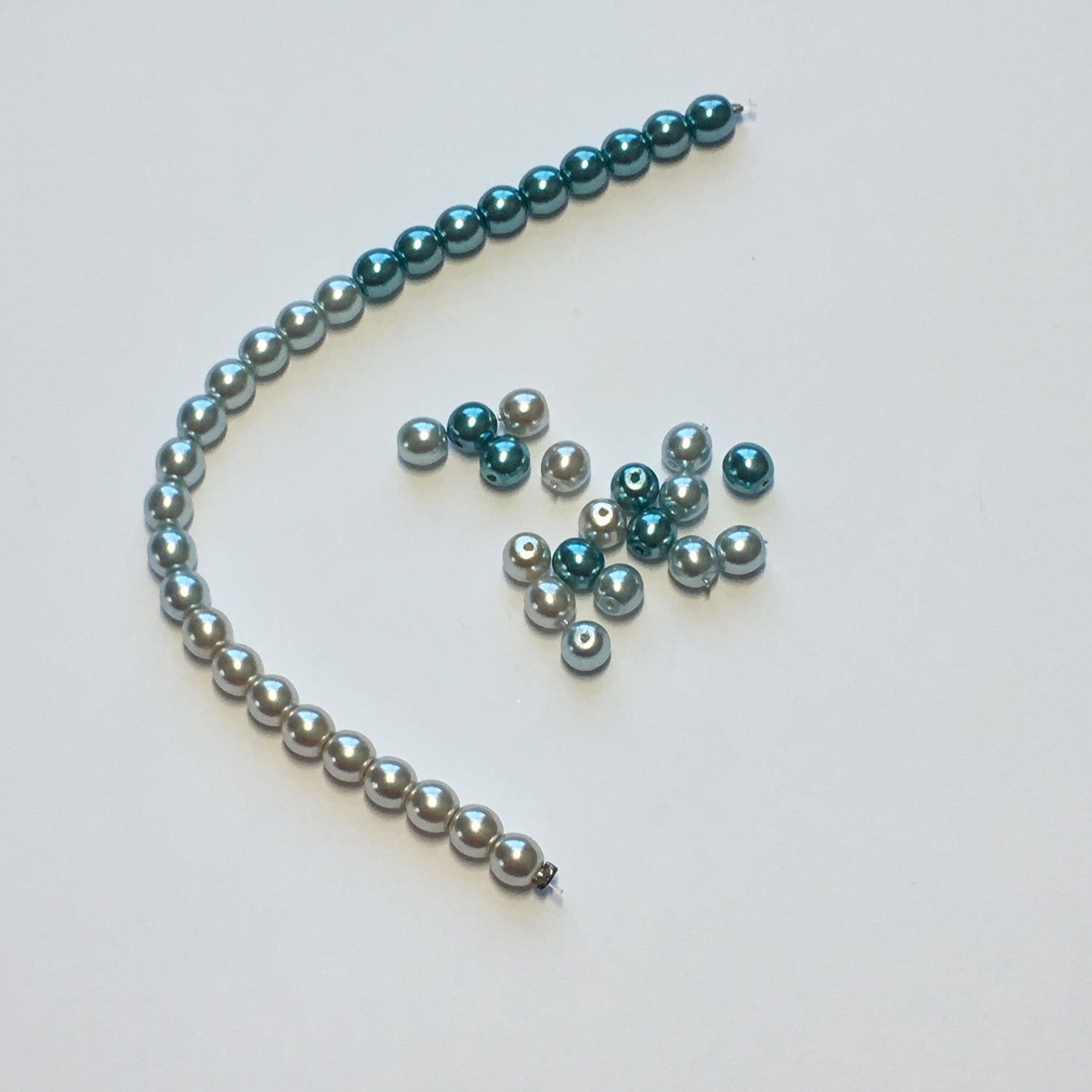 Argent, perles de verre aqua vert, 5 mm - 45 perles