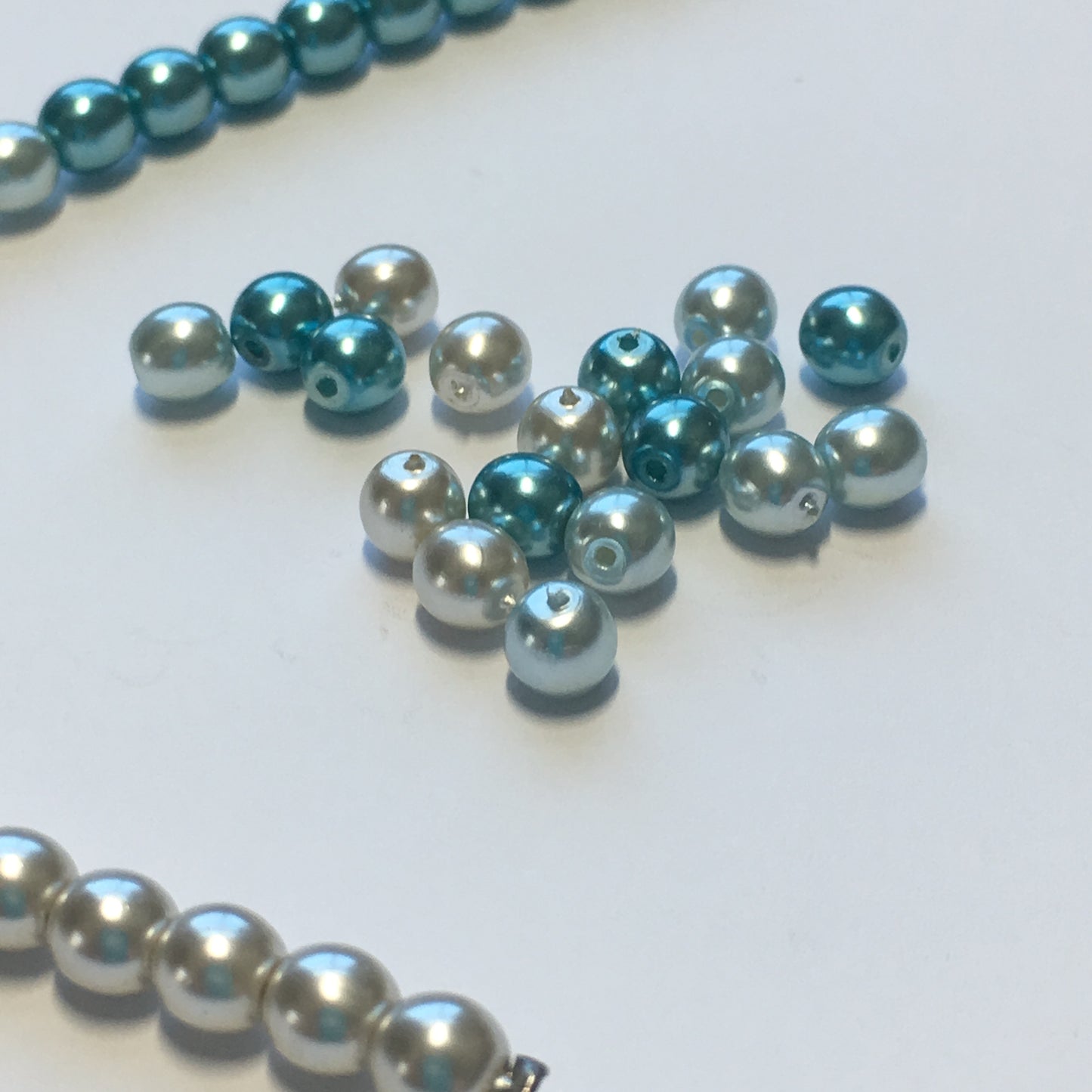 Argent, perles de verre aqua vert, 5 mm - 45 perles