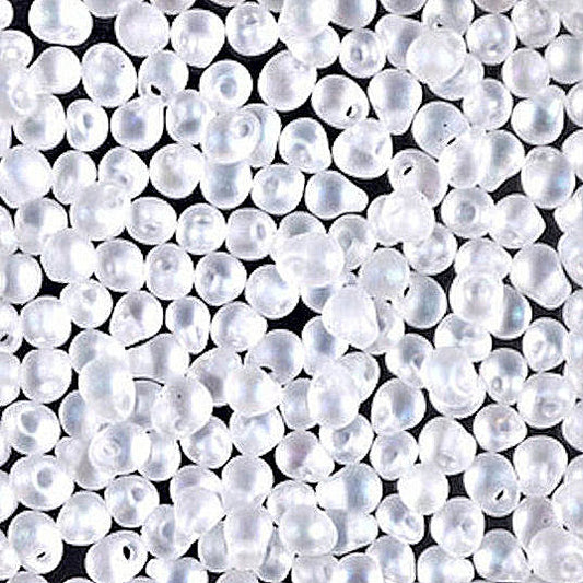 Korálky Miyuki Drop 3,4 mm DP34-131FR Matné Transparent Crystal AB Beads - 5 nebo 10 g