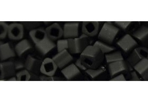 TOHO T3C49F Matte Opaque Jet Black 3 mm Cube / Square Glass Beads, 5 gm