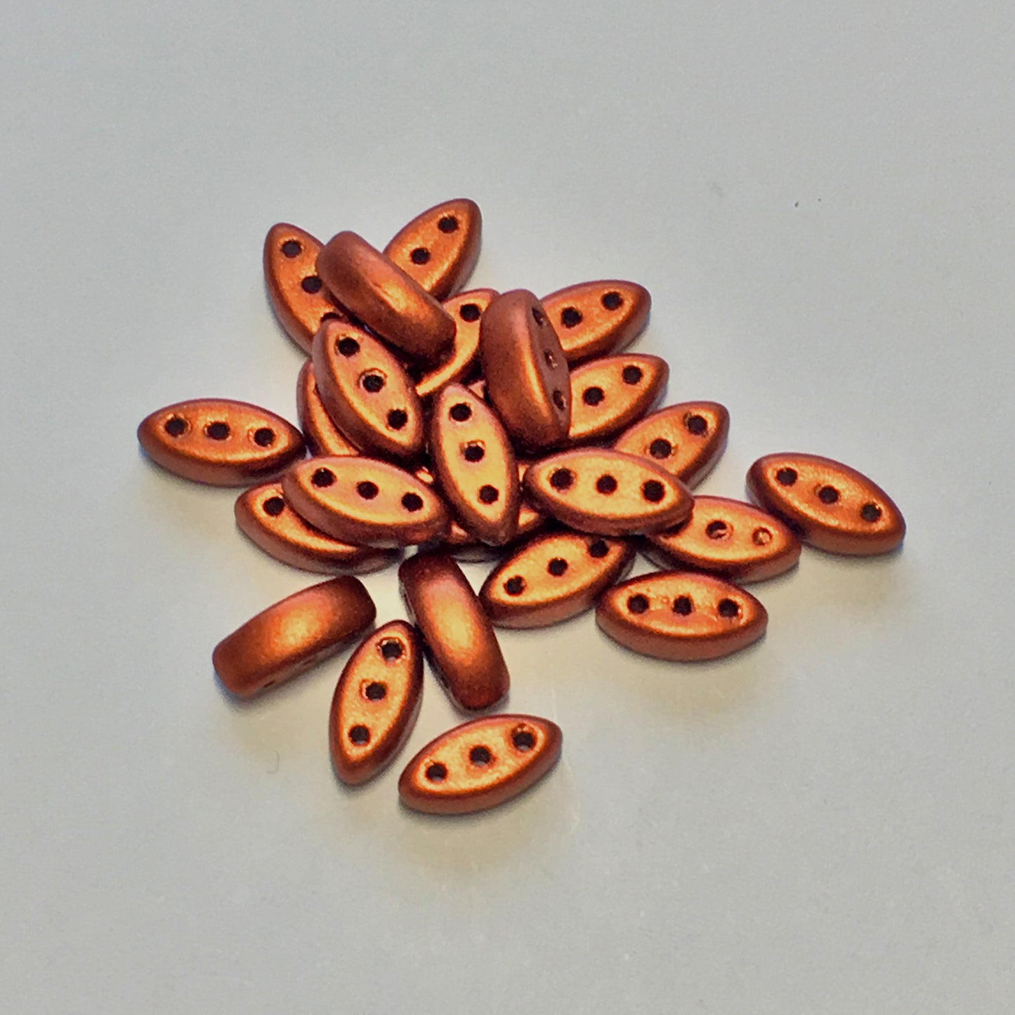 Czech Cali 3 x 8 mm 00030-01750 Bronze Fire Red Beads - 25 Beads