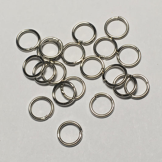6 mm 21-Gauge Silver Unsoldered Split 0.71 mm Plated Iron Jump Rings - 20 Rings