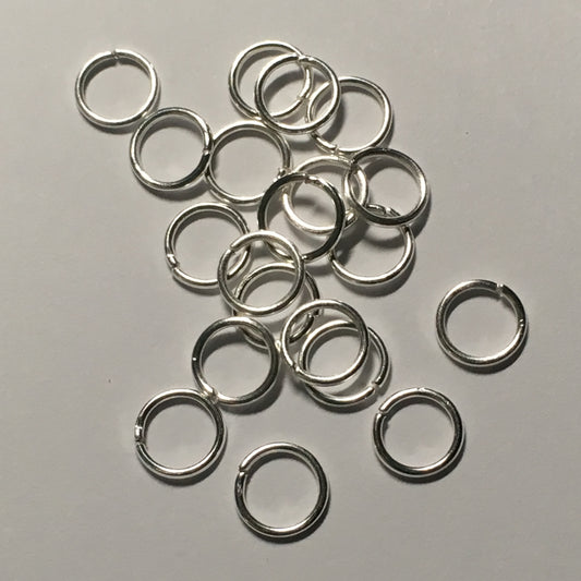 6 mm 21-Gauge Bright Silver Unsoldered Split 0.71 mm Plated Iron Jump Rings - 20 Rings