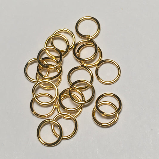 6 mm 21-Gauge Gold Unsoldered Split 0.71 mm Plated Iron Jump Rings - 20 Rings
