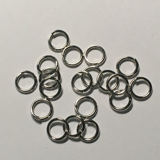 5 mm 21-Gauge Silver Unsoldered Split 0.71 mm Plated  Iron Jump Rings - 20 Rings