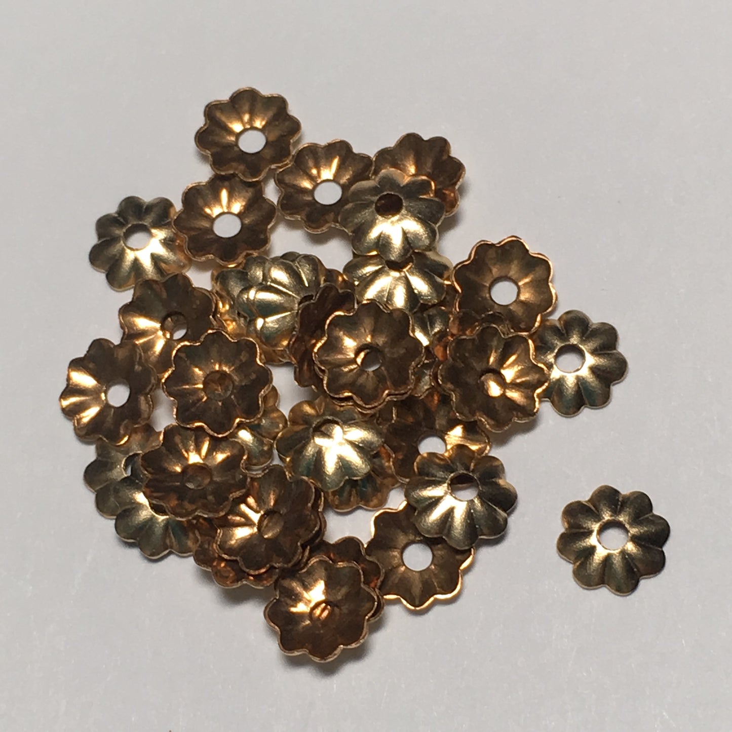 Gold Fluted Bead Caps, 5 mm  - 22 Caps