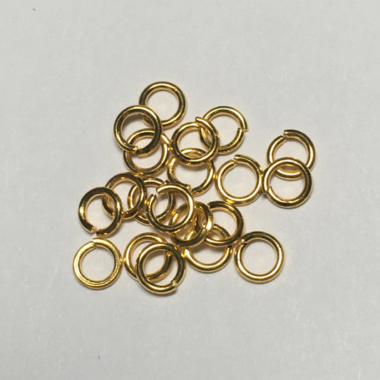 4 mm 21-Gauge Gold Unsoldered Split 0.71 mm Plated Iron Jump Rings - 20 Rings