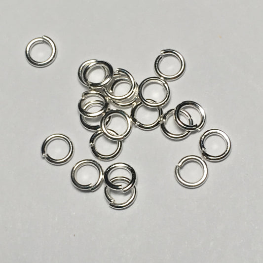 4 mm 21-Gauge Bright Silver Unsoldered Split 0.71 mm Plated Iron Jump Rings - 20 Rings