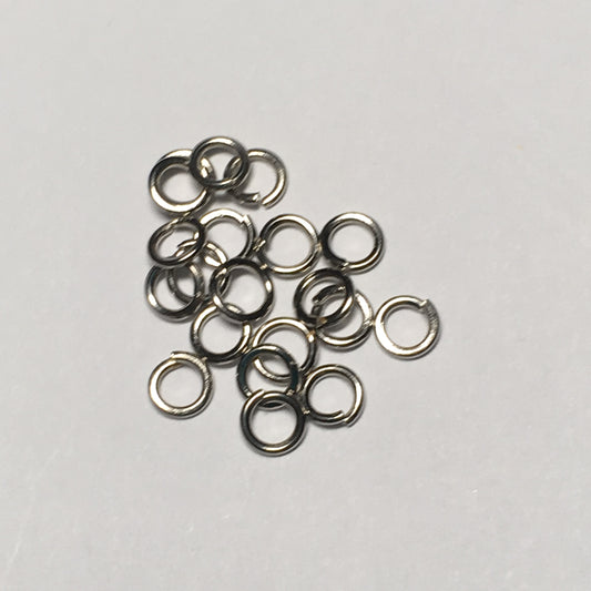 4 mm 21-Gauge Silver Unsoldered Split 0.71 mm Plated Iron Jump Rings - 20 Rings