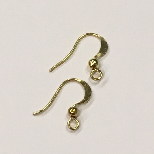 21-Gauge 15 mm Gold Flattened French Fish Hook Ear Wires - 1, 5 or 10 Pair