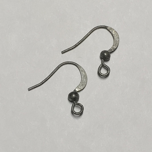 21-Gauge 15 mm Pewter Finish Flattened French Fish Hook Ear Wires - 1 Pair