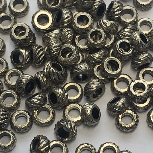 Antique Silver Corrugated Rings Spacer Beads, 2.8 x 2 mm - 100 Beads