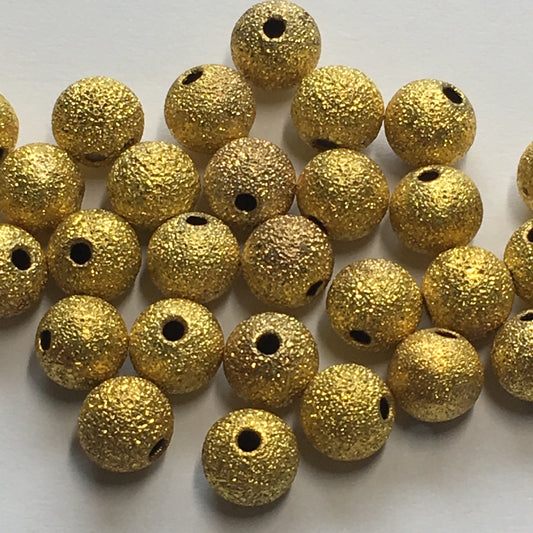 Gold Stardust Round Beads, 6 mm - 36 Beads