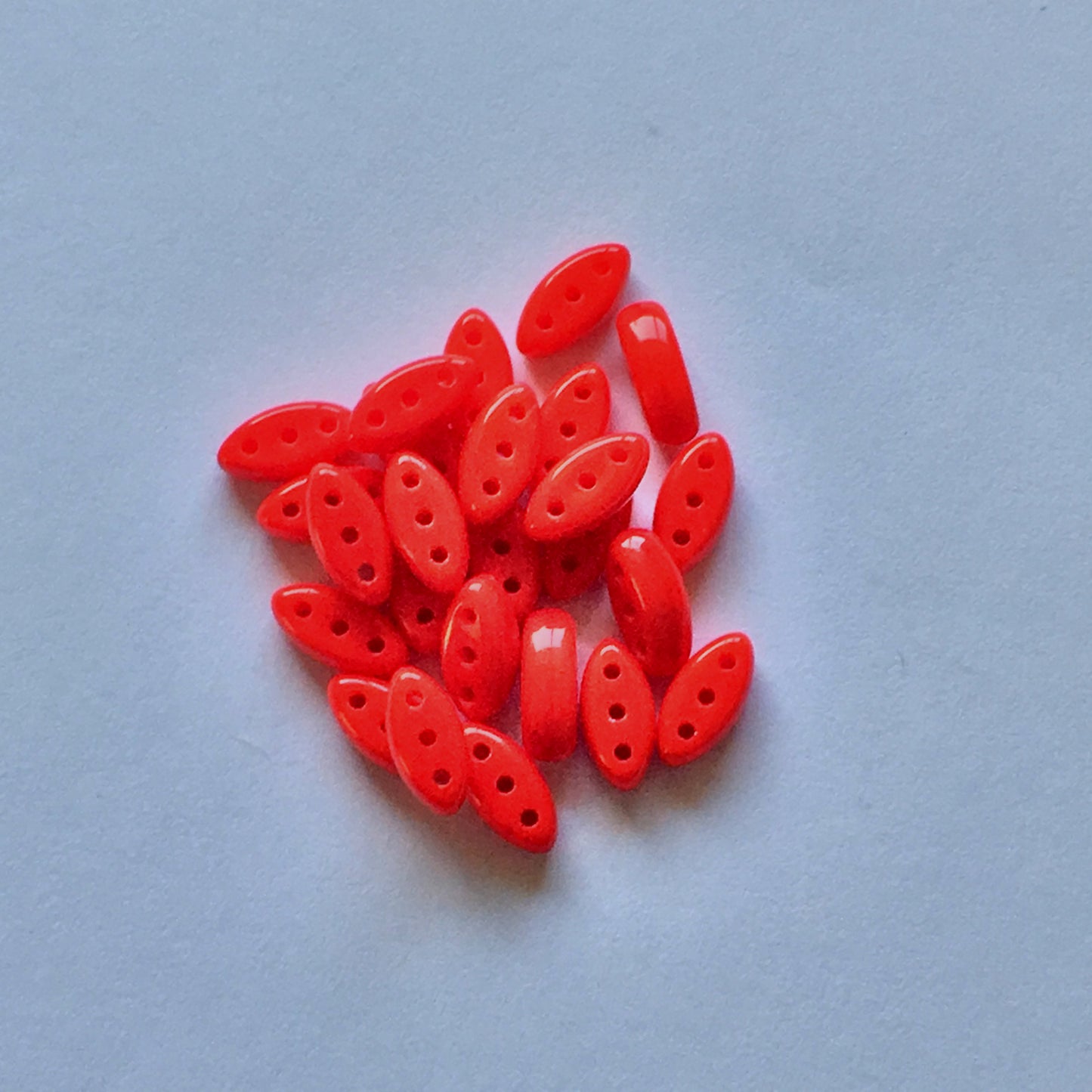 Czech Cali 3 x 8 mm 93190 Opaque Red Beads - 25 Beads