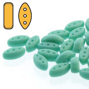 Czech Cali 3 x 8 mm 63130 Green Turquoise Beads - 25 Beads