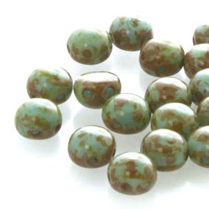 Czech Candy 8 mm 63020-86800 Light Blue Travertine Beads - 20 Beads