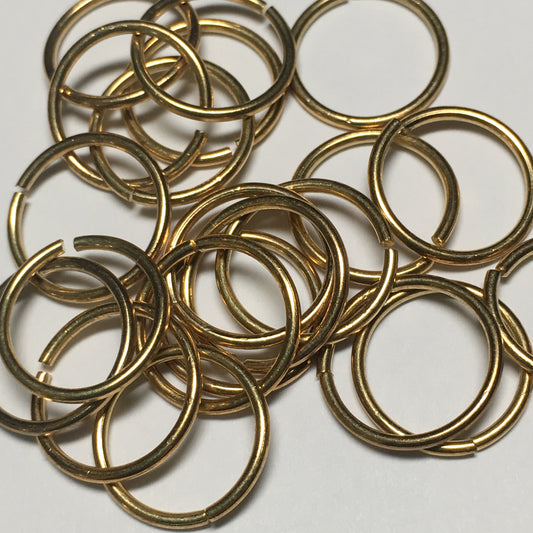12 mm 18-Gauge Gold Unsoldered 1 mm Split Jump Rings - 21 Rings