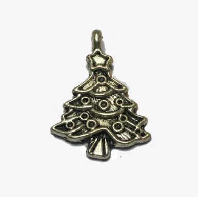 Antique Silver Christmas Tree Charm, 20 x 18 mm