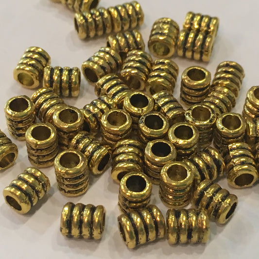 Antique Gold Quadruple Ring Spacer Beads, 4.5 x 3.5 mm, 11 or 20 Spacers