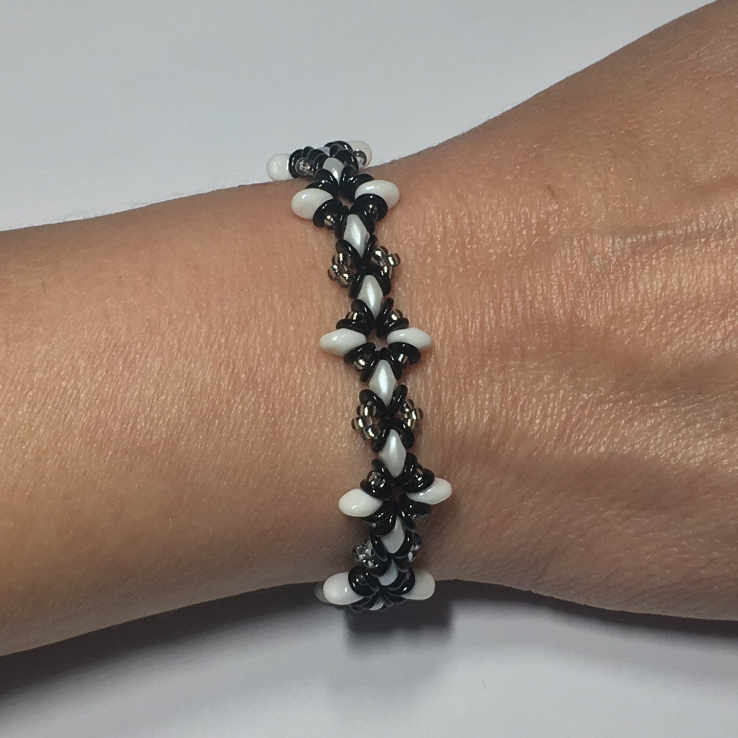 Bead Kit to Make "Oh, My Stars! Bracelet" Black / White / Silver with Free Tutorial starting at $9.99