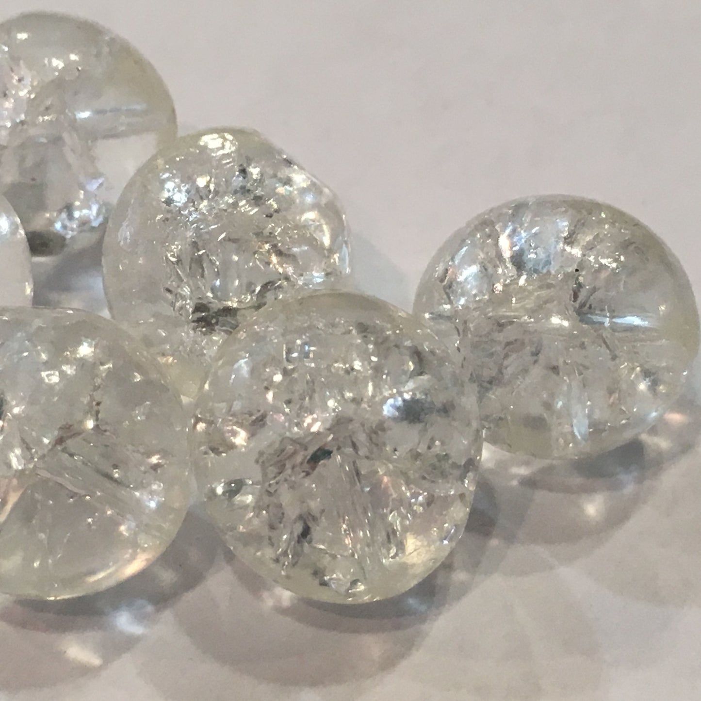 Clear Crackle Glass Faceted Round Beads, 15 mm - 11 Beads