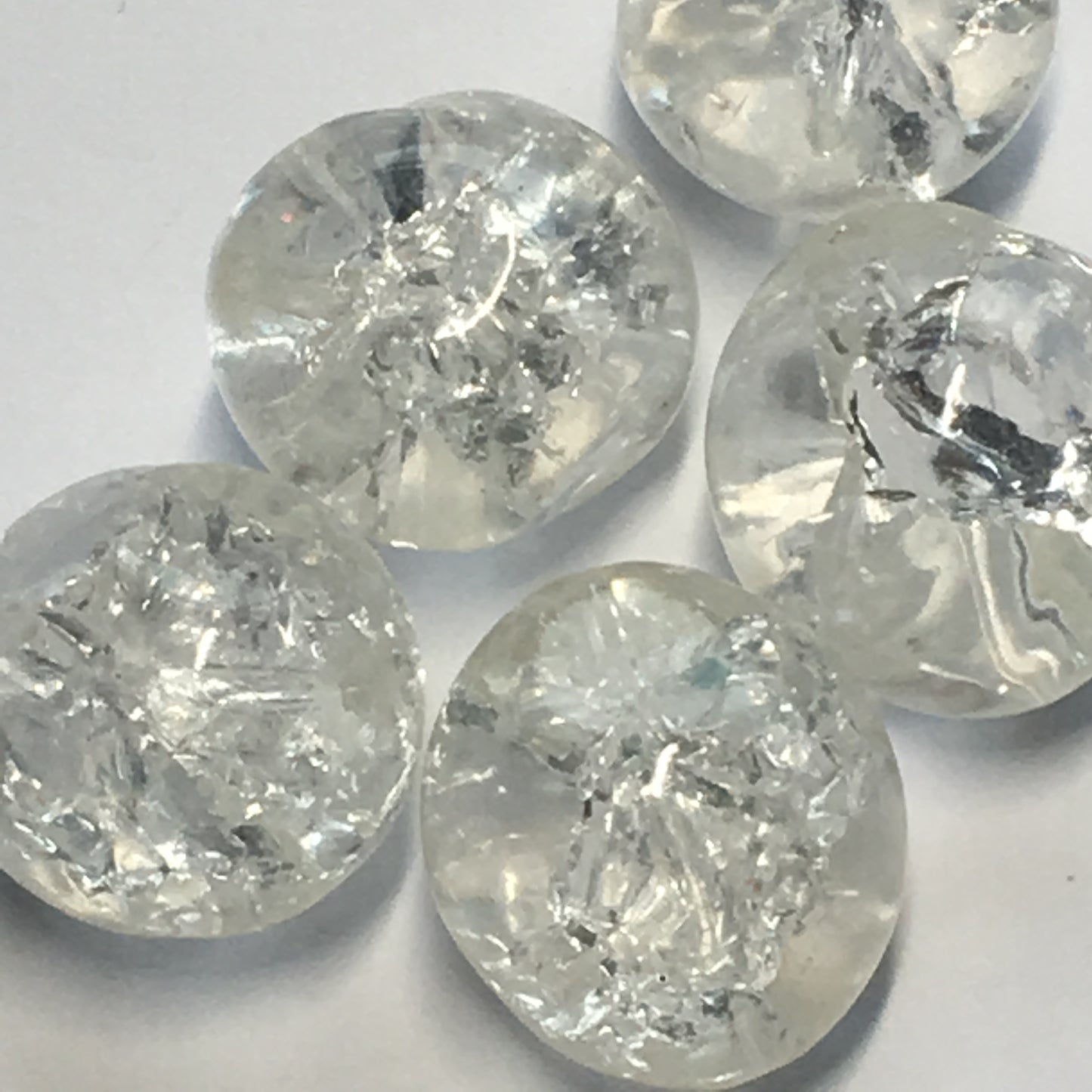 Clear Crackle Glass Faceted Round Beads, 15 mm - 11 Beads