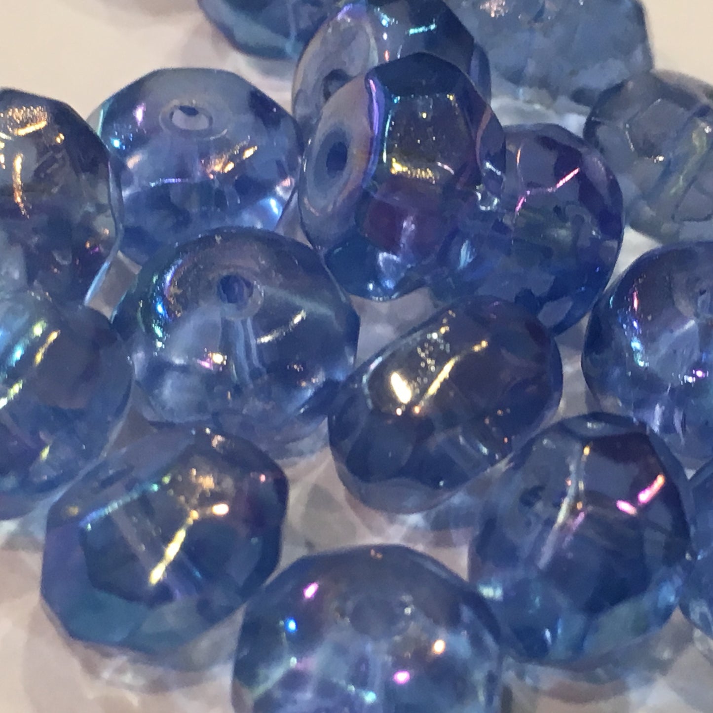 Transparent Blue AB Rondelles, 6 x 10 mm - 19 Beads