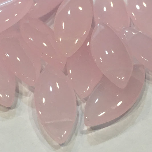 Translucent Pink Flat Oval Glass Beads, 25 x 10 mm - 20 Beads