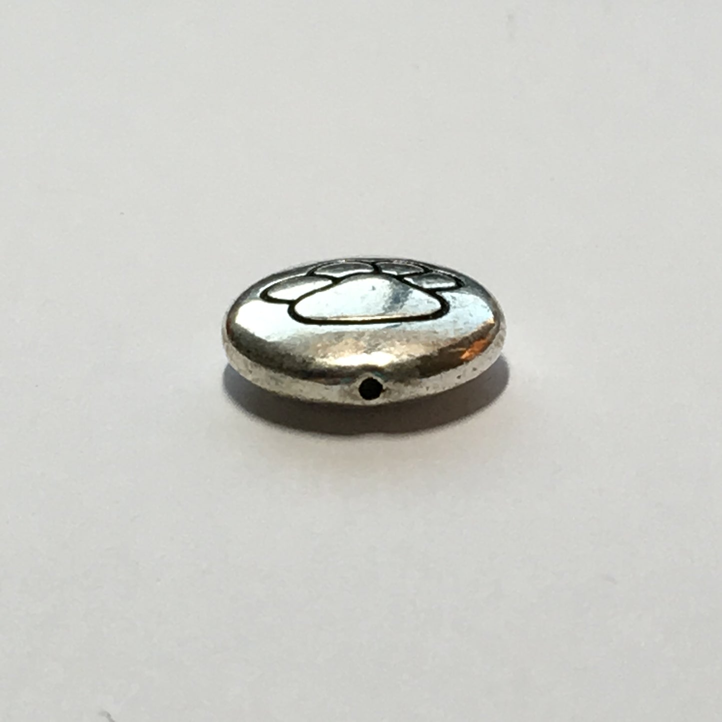 Silver Plated Paw Print Focal Bead, 13 x 4 mm