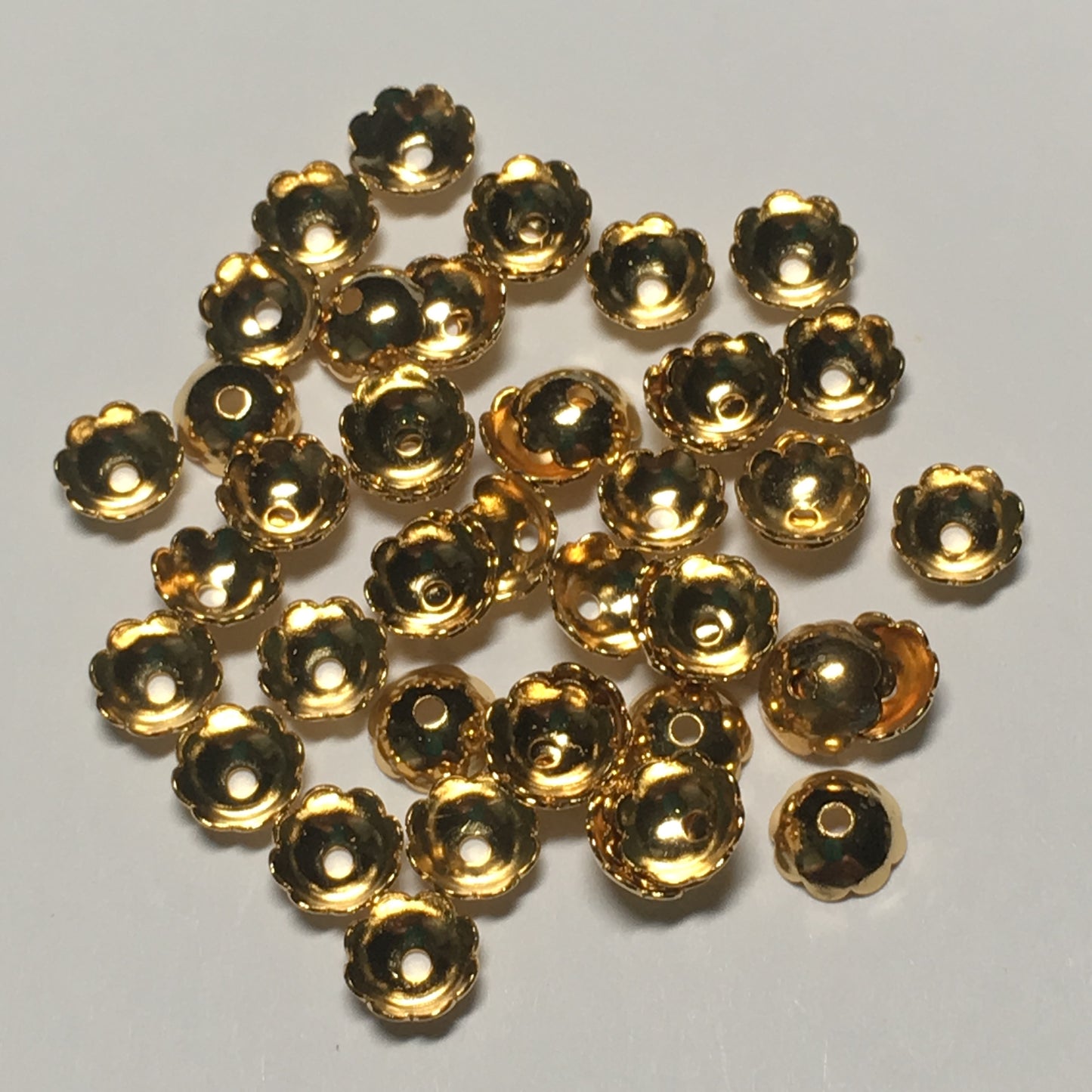 Gold Plated Solid Bead Caps, 6 mm  - 6 or 20 Caps