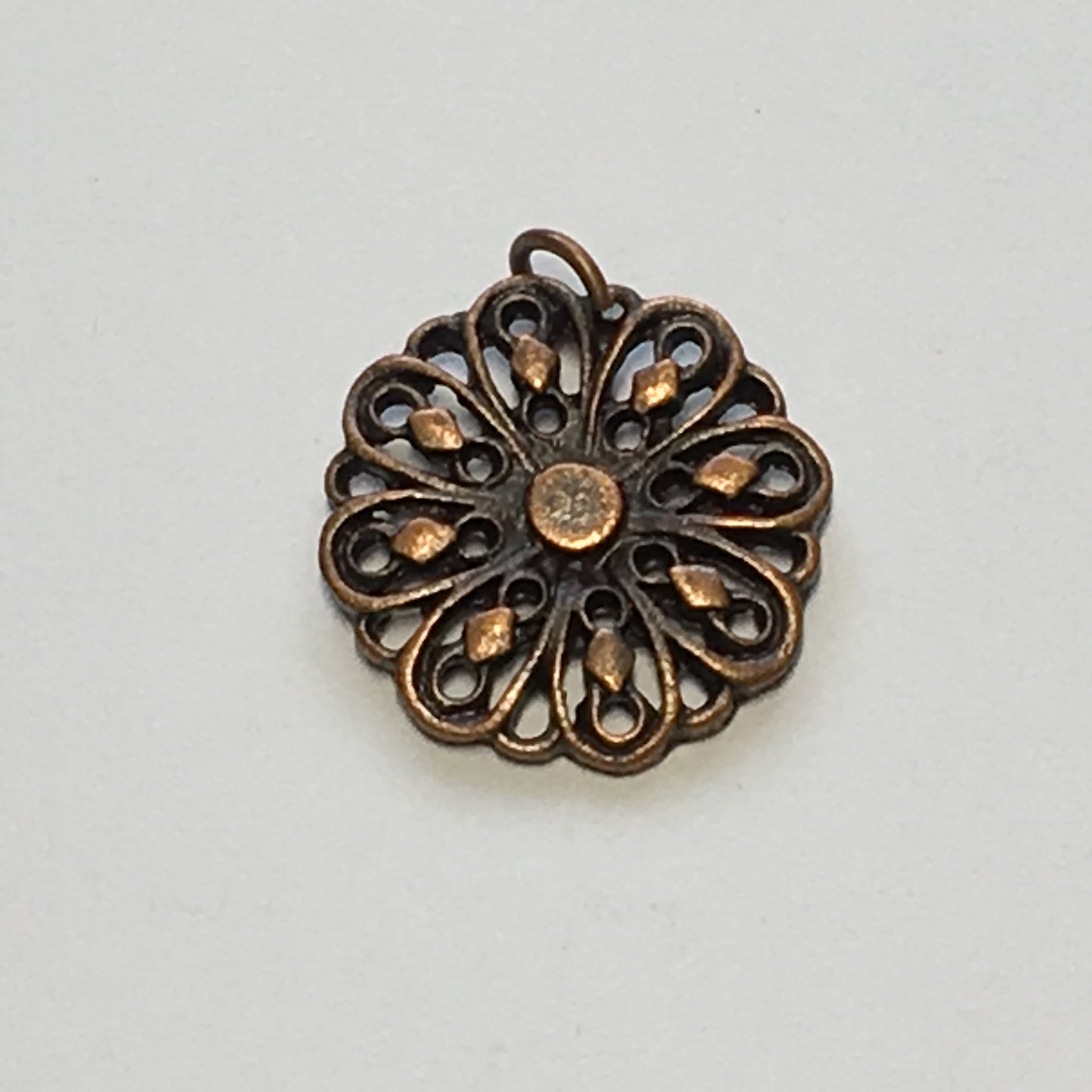 Antique Copper Flower Charm, 14 mm