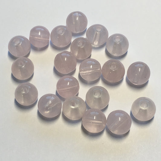 Transparent Light Pink Glass Round Beads, 8 mm, 20 Beads