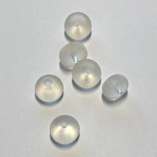 Frosted Glass Rondelle Beads, 6 Beads, 4 x 7 mm