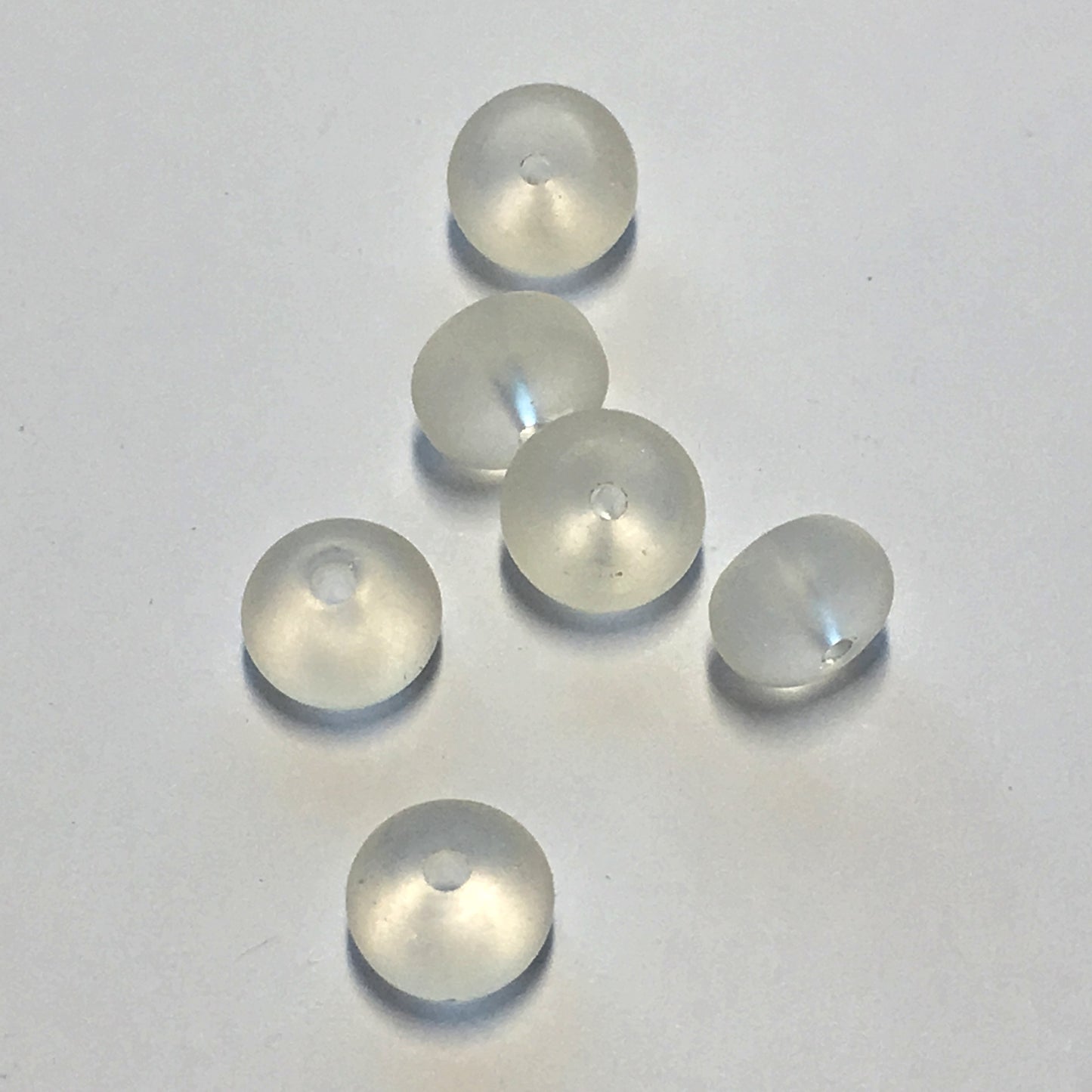 Perles rondelles en verre dépoli, 6 perles, 4 x 7 mm