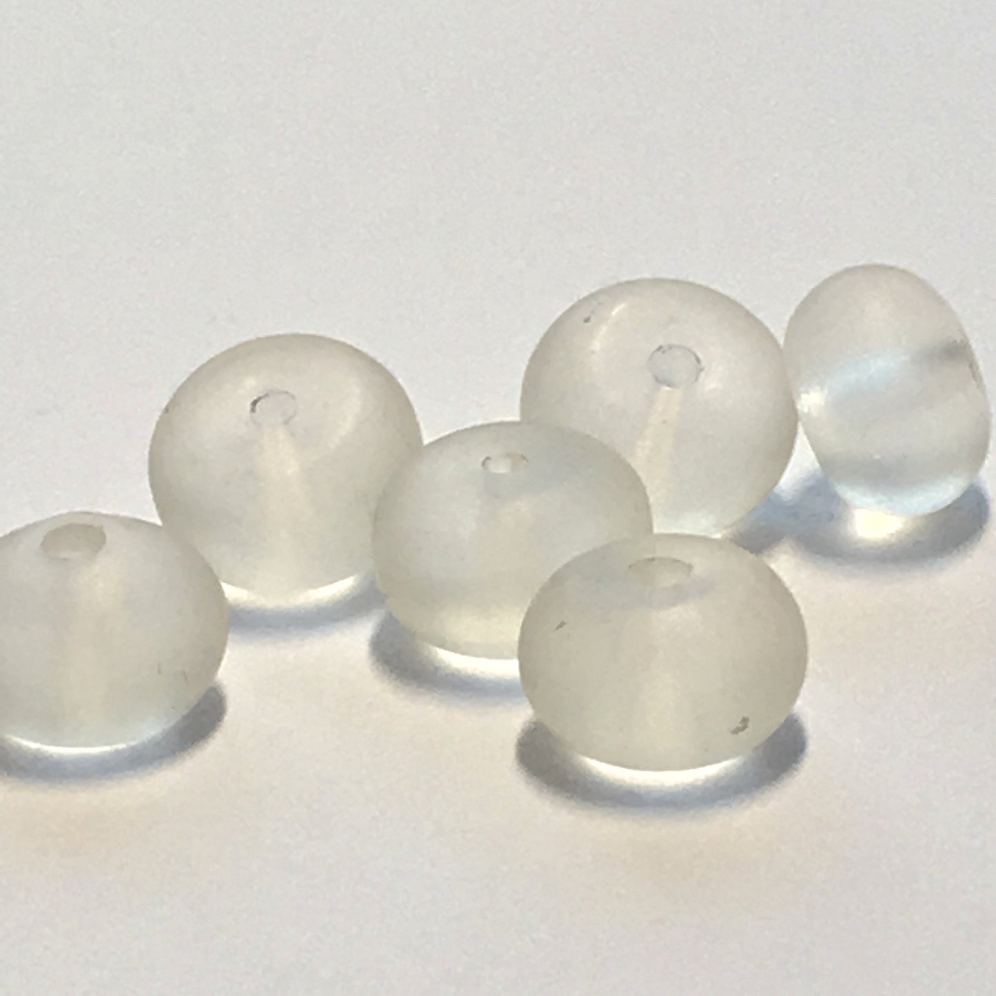 Perles rondelles en verre dépoli, 6 perles, 4 x 7 mm