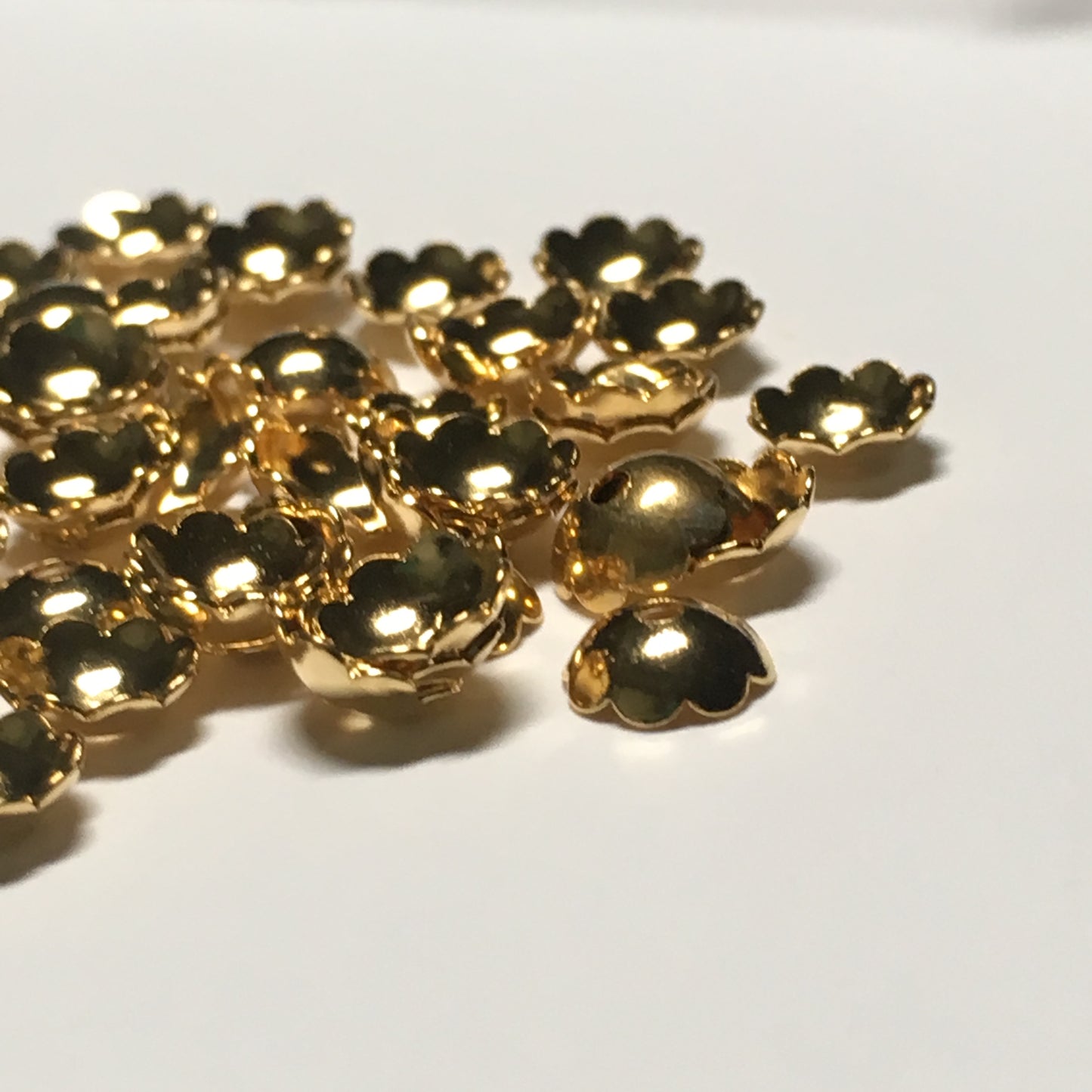 Gold Plated Solid Bead Caps, 6 mm  - 6 or 20 Caps