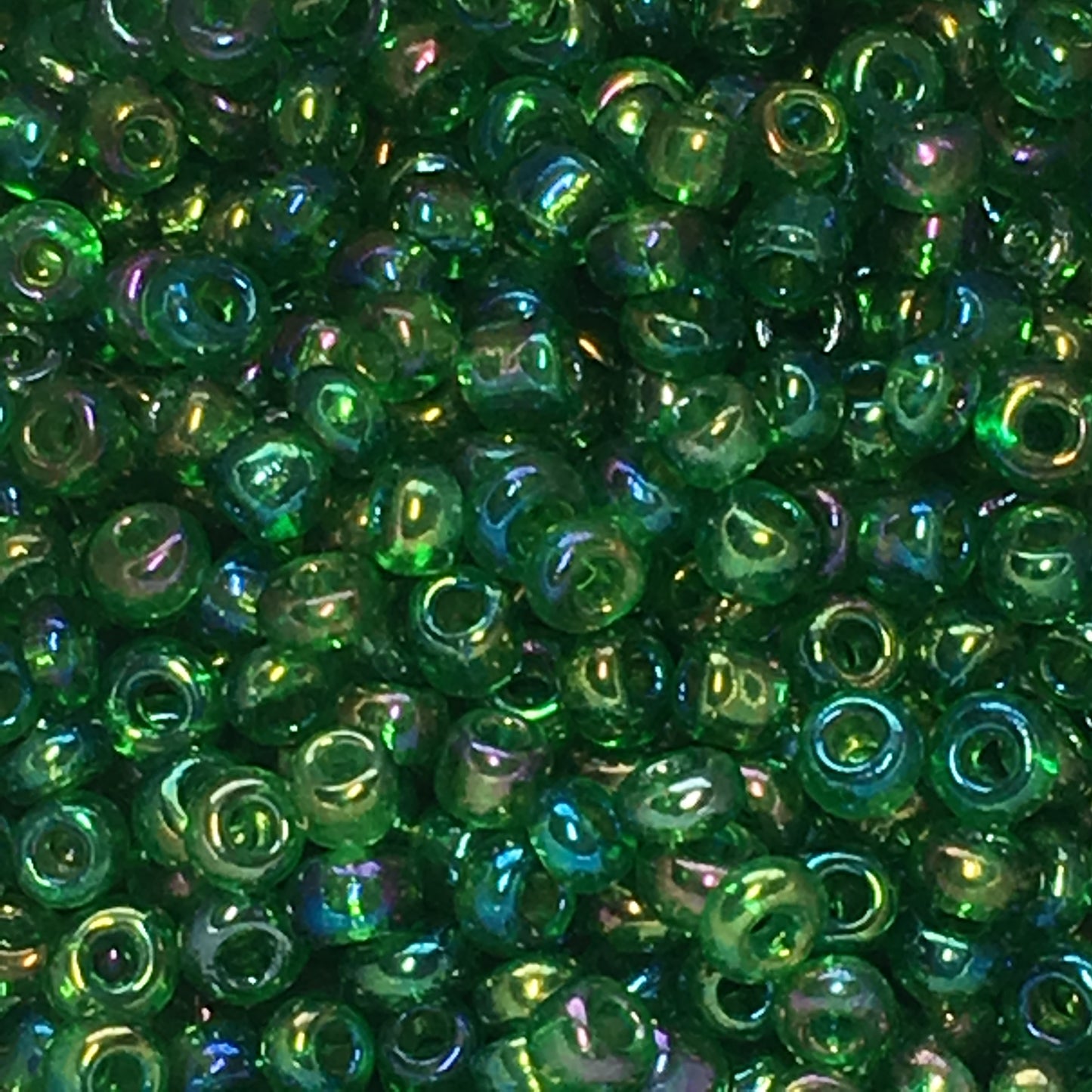 11/0 Transparent Grass Green AB Seed Beads, 3,9, 5 or 10 gm